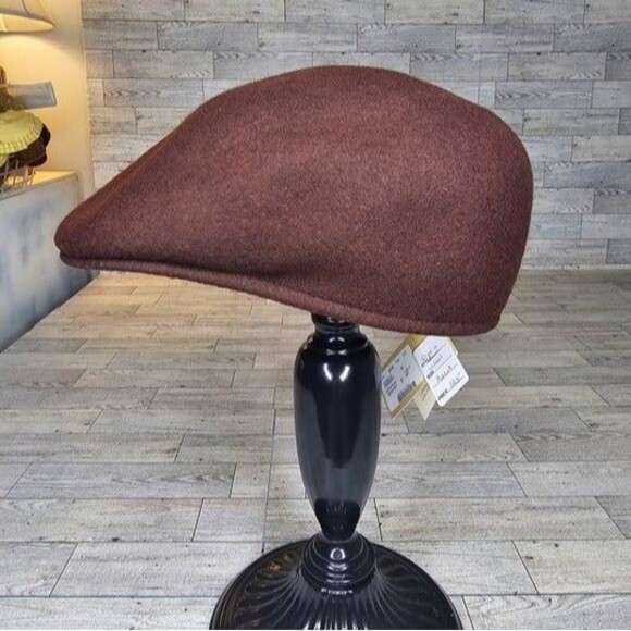 NWT Doria Gruppo Borsalino Ascot Wool Dark Brown Cap Hat, Size 57/M/7 1/8 - Picture 6 of 11